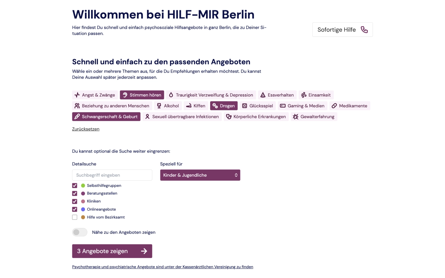 Screenshot of the project Hilf-mir.berlin